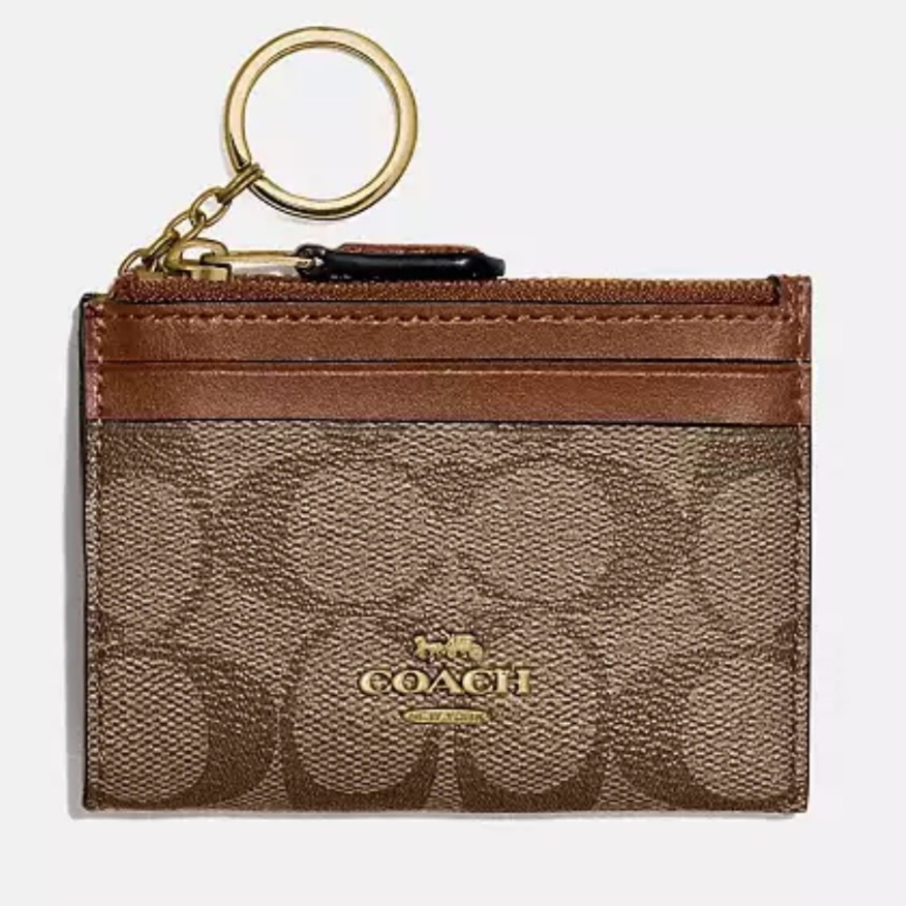 Coach Mini Skinny Id Case In Signature Canvas nwt in packaging